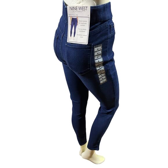 Nine West Skinny Pull-On Jeans, Size 4, Mid/Dark Wash, NWT - Picture 4 of 16